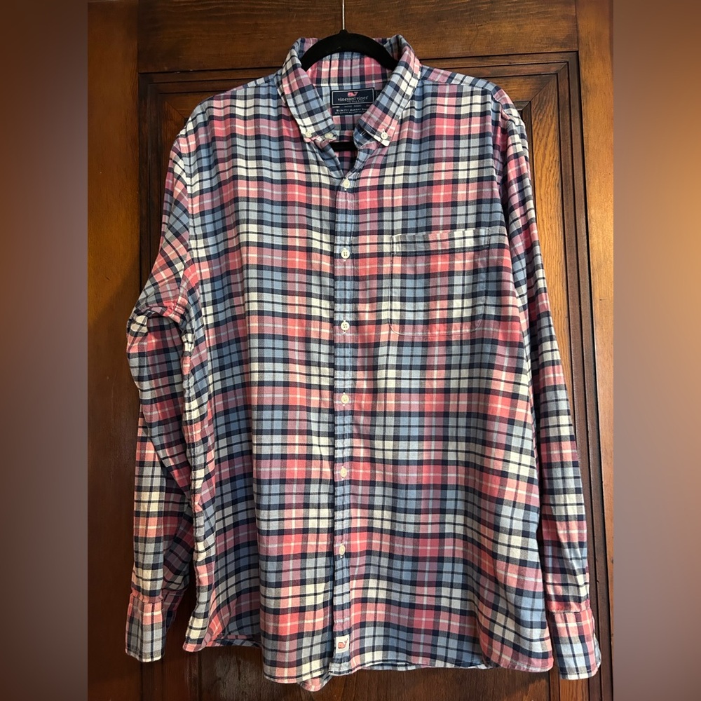 Vineyard Vines Red and Blue Plaid Casual Shirt